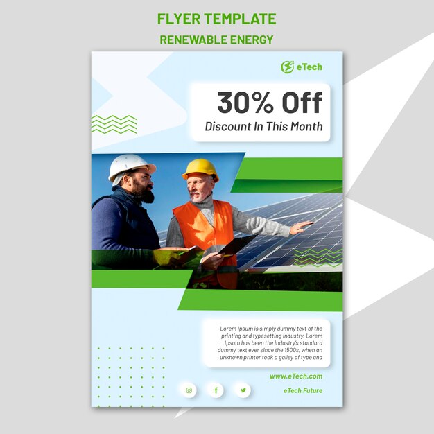 Modèle de flyer vertical d'énergie renouvelable et durable