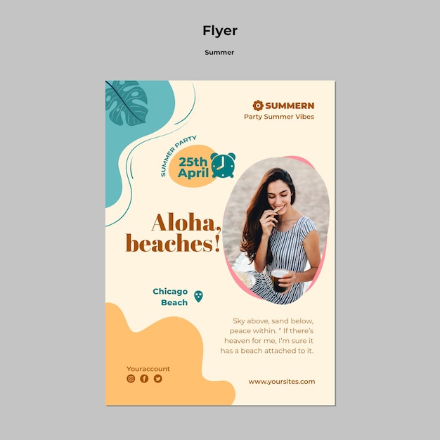 Modèle De Flyer Vertical D'été Avec Des Feuilles