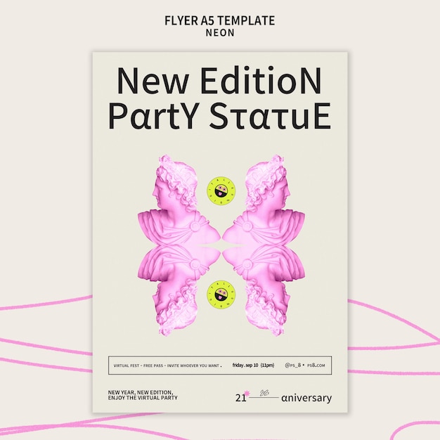 PSD gratuit modèle de flyer vertical de fête au néon