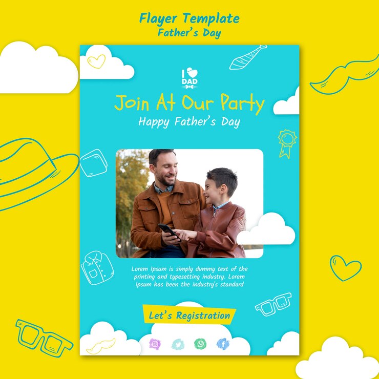 PSD gratuit modèle de flyer vertical fête des pères avec homme et fils
