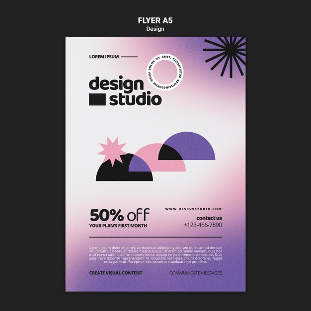 Modèle de flyer vertical géométrique pour studio de design