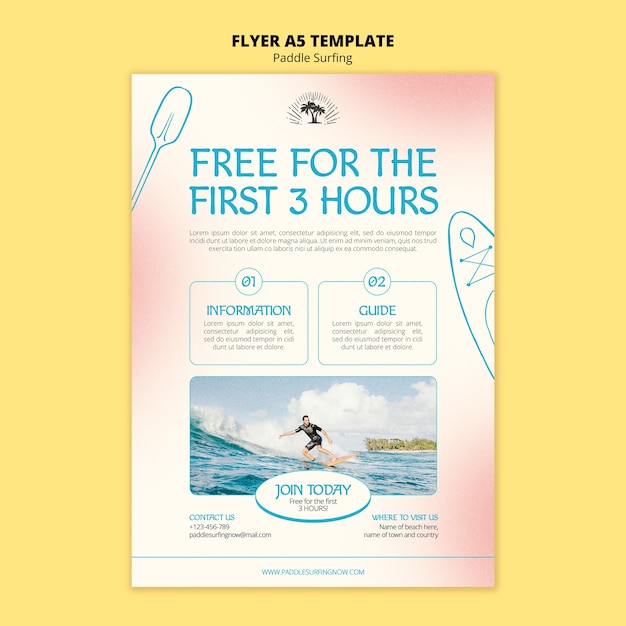 PSD gratuit modèle de flyer vertical de paddle surf