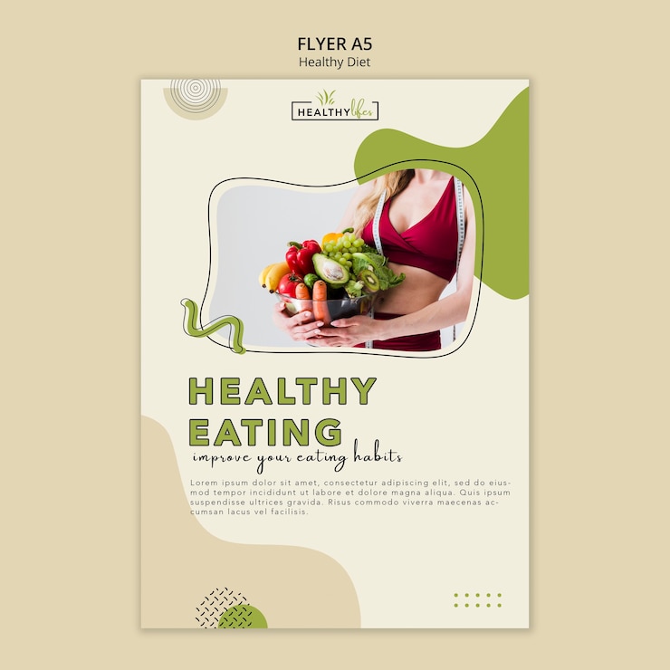 PSD gratuit modèle de flyer vertical pour une alimentation saine avec des légumes