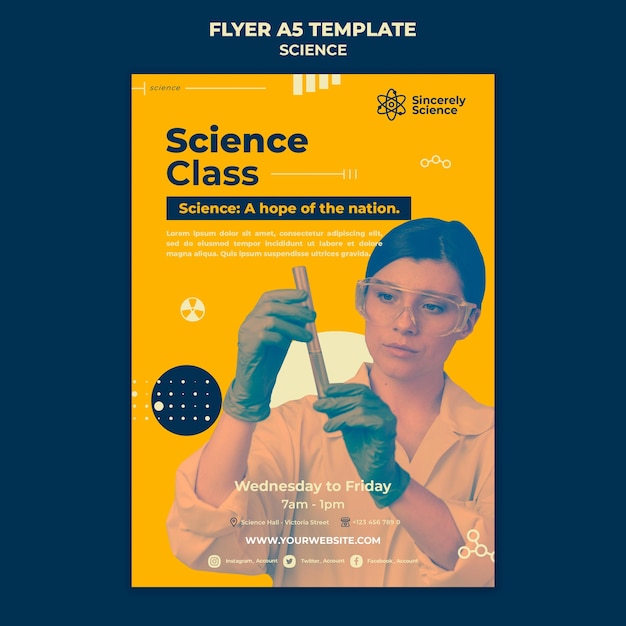 Modèle de flyer vertical pour la classe de sciences