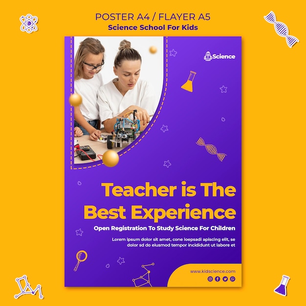 Modèle De Flyer Vertical Pour école De Sciences Pour Enfants