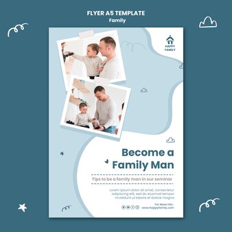 Modèle de flyer vertical pour famille avec parents et nouveau-né