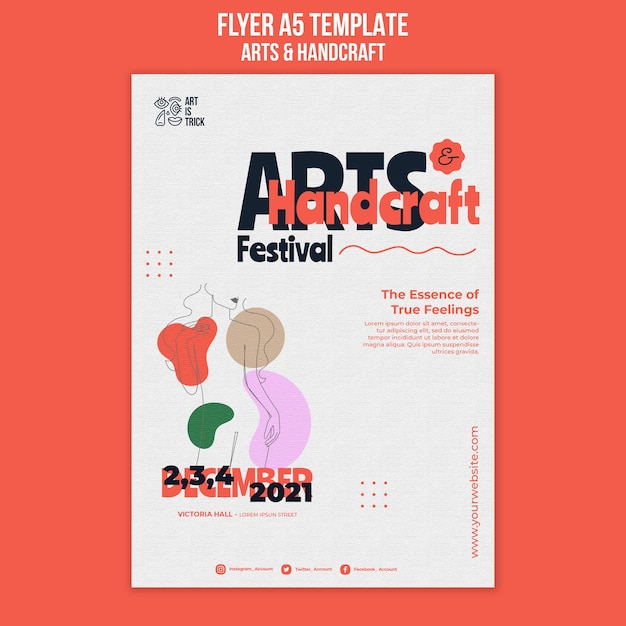 Modèle de flyer vertical pour le festival des arts et métiers
