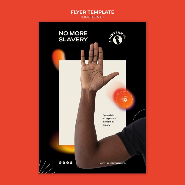 Modèle de flyer vertical pour juneteeth avec homme afro-américain