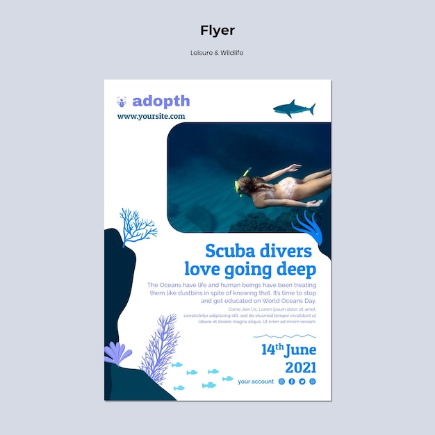 Modèle De Flyer Vertical Pour La Plongée Sous-marine