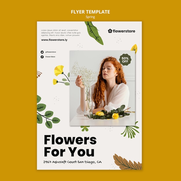 Modèle De Flyer Vertical Pour Le Printemps Avec Des Fleurs