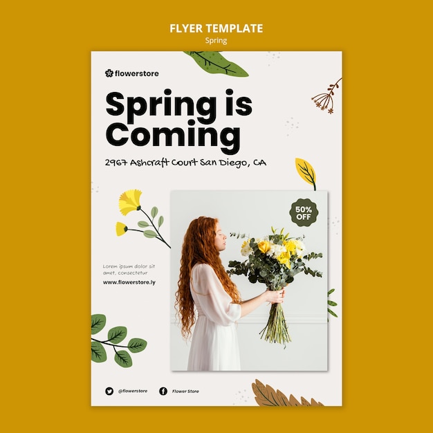 Modèle De Flyer Vertical Pour Le Printemps Avec Des Fleurs