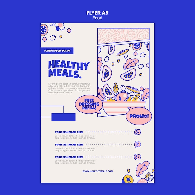 Modèle de flyer vertical pour des repas sains