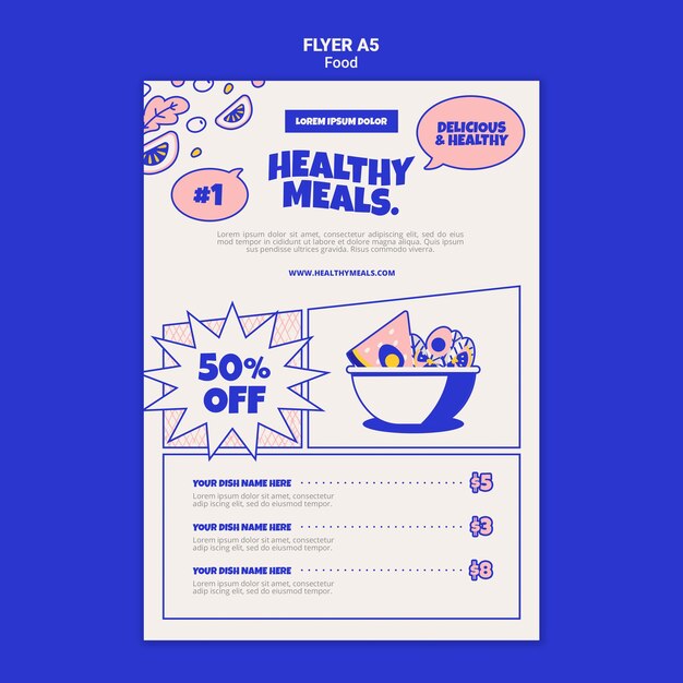 Modèle de flyer vertical pour des repas sains