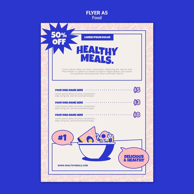 Modèle de flyer vertical pour des repas sains