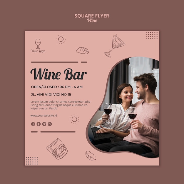 PSD gratuit modèle de flyer de vin