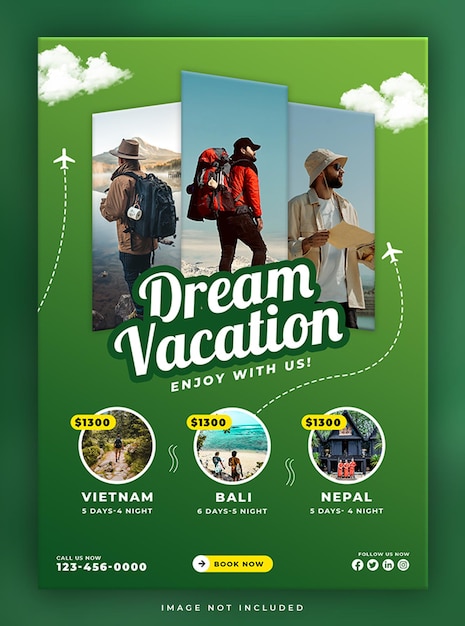 Modèle De Flyer De Voyage Et D'aventure De Vacances De Rêve