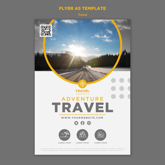 Modèle de flyer de voyage vertical avec paysage naturel