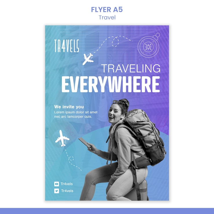 PSD gratuit modèle de flyer voyager partout
