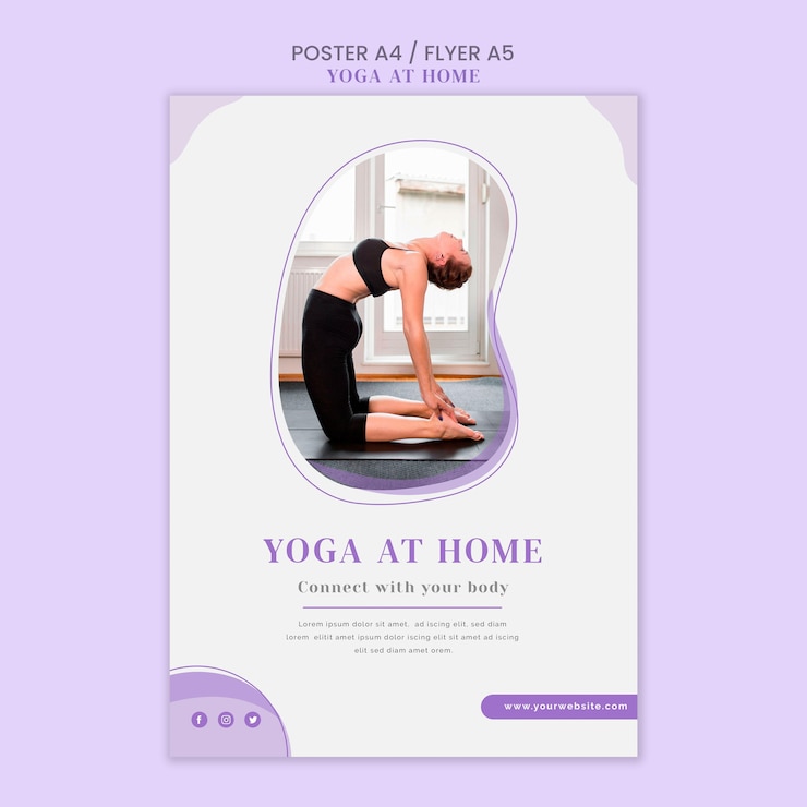 PSD gratuit modèle de flyer de yoga à la maison