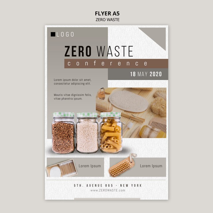 PSD gratuit modèle de flyer zéro déchet avec photo