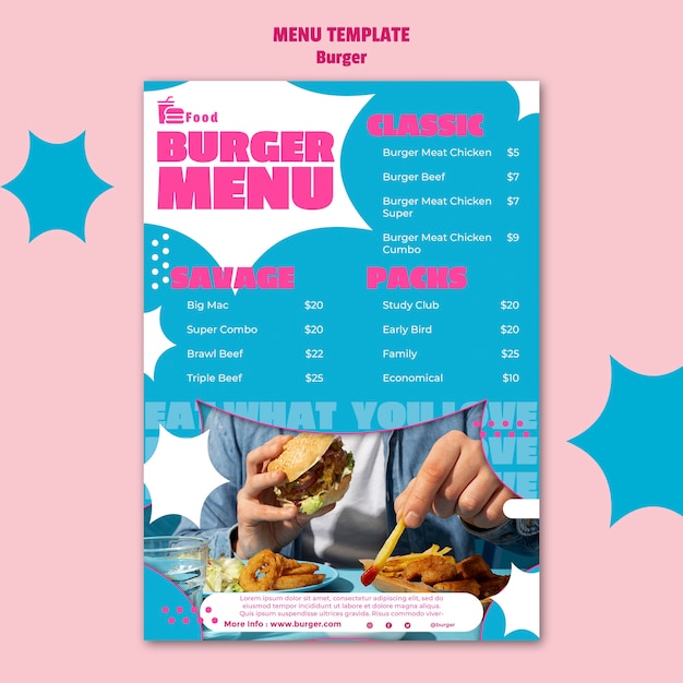 PSD gratuit modèle de hamburger design plat