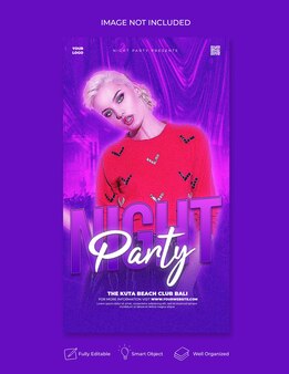 Modèle d'histoire instagram de flyer de soirée club dj