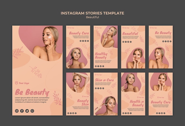 PSD gratuit modèle d'histoires de beauté instagram