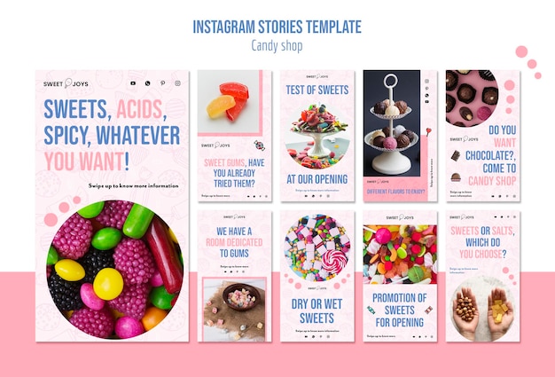 PSD gratuit modèle d'histoires de bonbons instagram