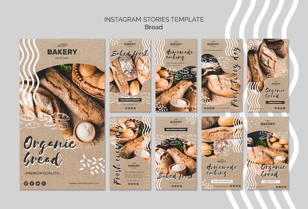 PSD gratuit modèle d'histoires de concept de pain instagram