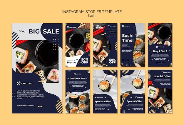 Modèle D'histoires De Concept De Sushi Instagram Psd gratuit