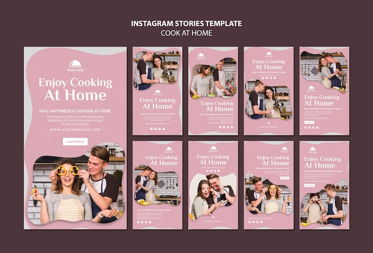 PSD gratuit modèle d'histoires de cuisine à la maison instagram