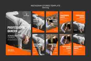 PSD gratuit modèle d'histoires de danseur professionnel instagram