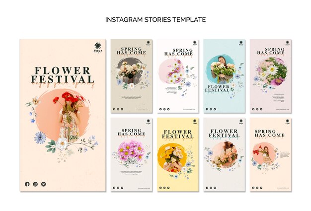 Modèle d'histoires de festival de fleurs instagram