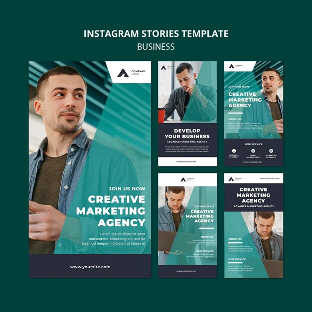 Modèle d'histoires instagram d'agence de marketing