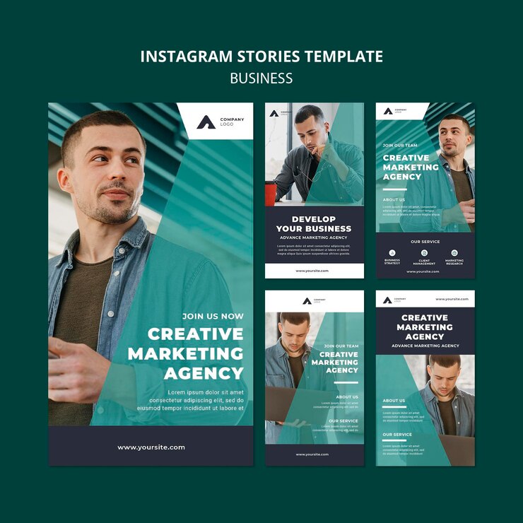 PSD gratuit modèle d'histoires instagram d'agence de marketing