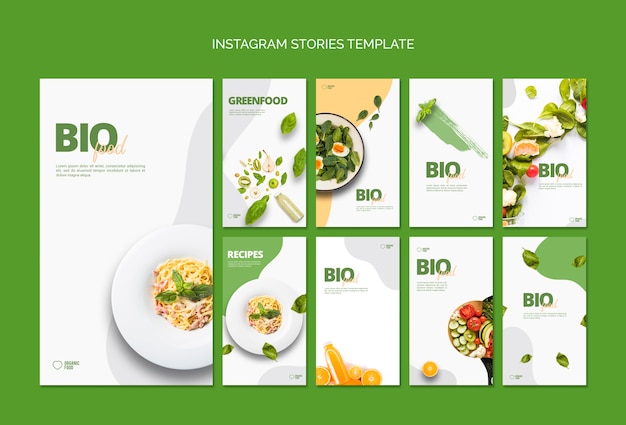 PSD gratuit modèle d'histoires instagram d'aliments biologiques