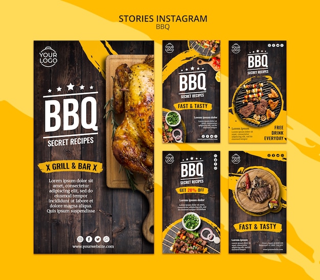PSD gratuit modèle d'histoires instagram avec barbecue