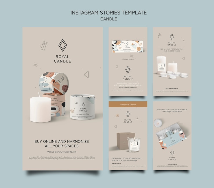 PSD gratuit modèle d'histoires instagram de bougie royale