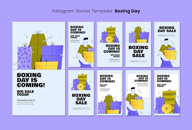 Modèle D'histoires Instagram De Boxe Day