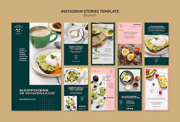 PSD gratuit modèle d'histoires instagram avec brunch