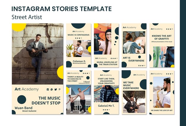 Modèle d'histoires instagram de concept d'artiste de rue