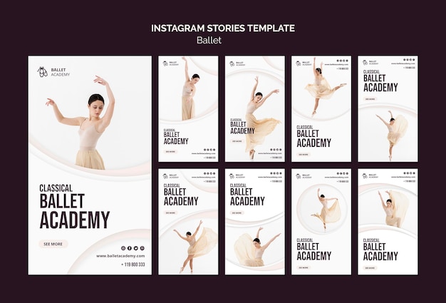 PSD gratuit modèle d'histoires instagram de concept de ballet