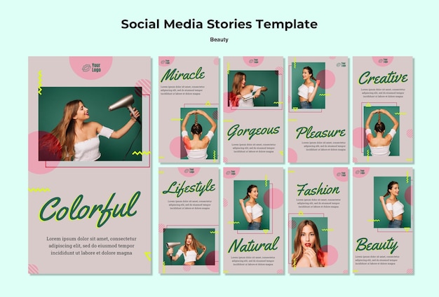 PSD gratuit modèle d'histoires instagram de concept de beauté