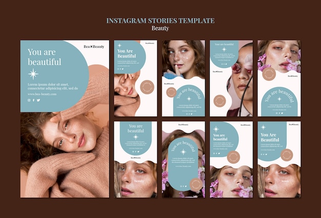 PSD gratuit modèle d'histoires instagram de concept de beauté