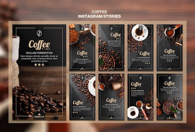 Modèle D'histoires Instagram De Concept De Café