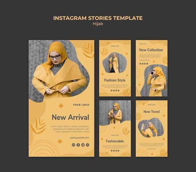 Modèle d'histoires instagram concept hijab