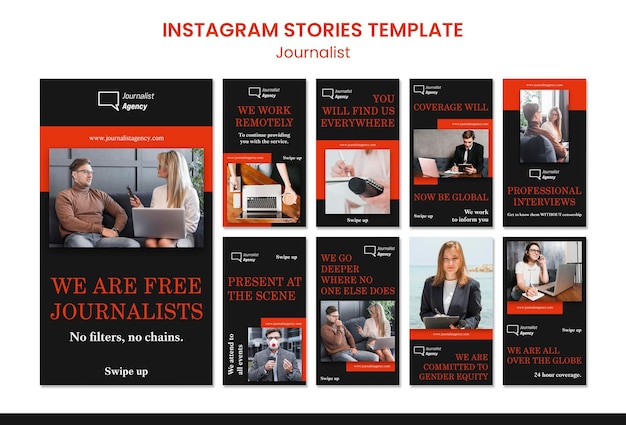 PSD gratuit modèle d'histoires instagram de concept de journaliste