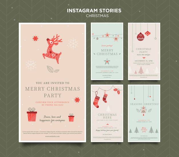 Modèle d'histoires instagram de concept de noël