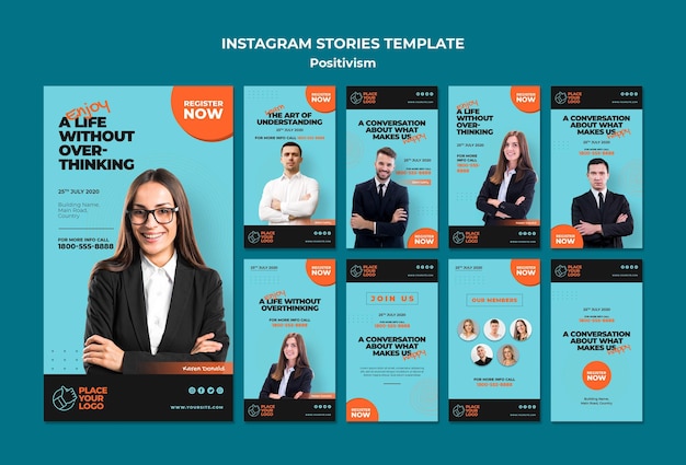 Modèle d'histoires instagram de concept de positivisme