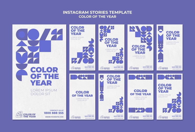 PSD gratuit modèle d'histoires instagram couleur de l'année 2022